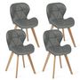 Voir la diapositive 2 : Lot de 4 chaises assise PU pieds bois massif NICKY