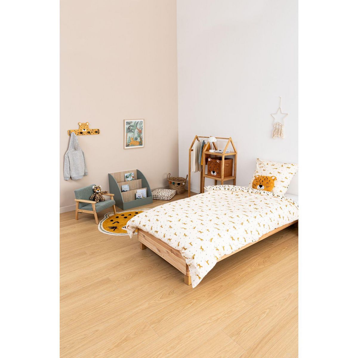 ATMOSPHERA Parure de lit enfant réversible léopard - 100% coton 57 fils/cm² - 140 x 200 cm