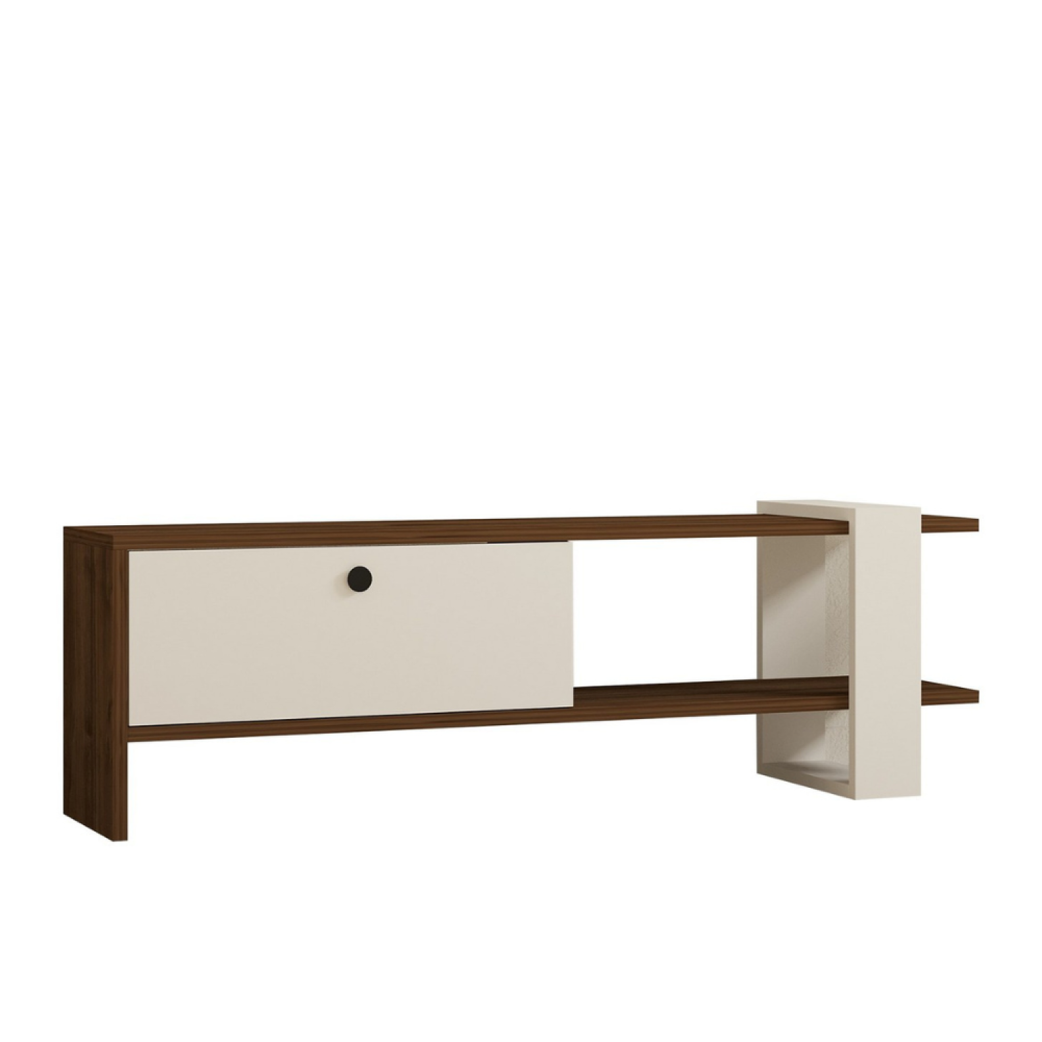 CONCEPT USINE Meuble tv bois et blanc avec rangement 120 cm loom