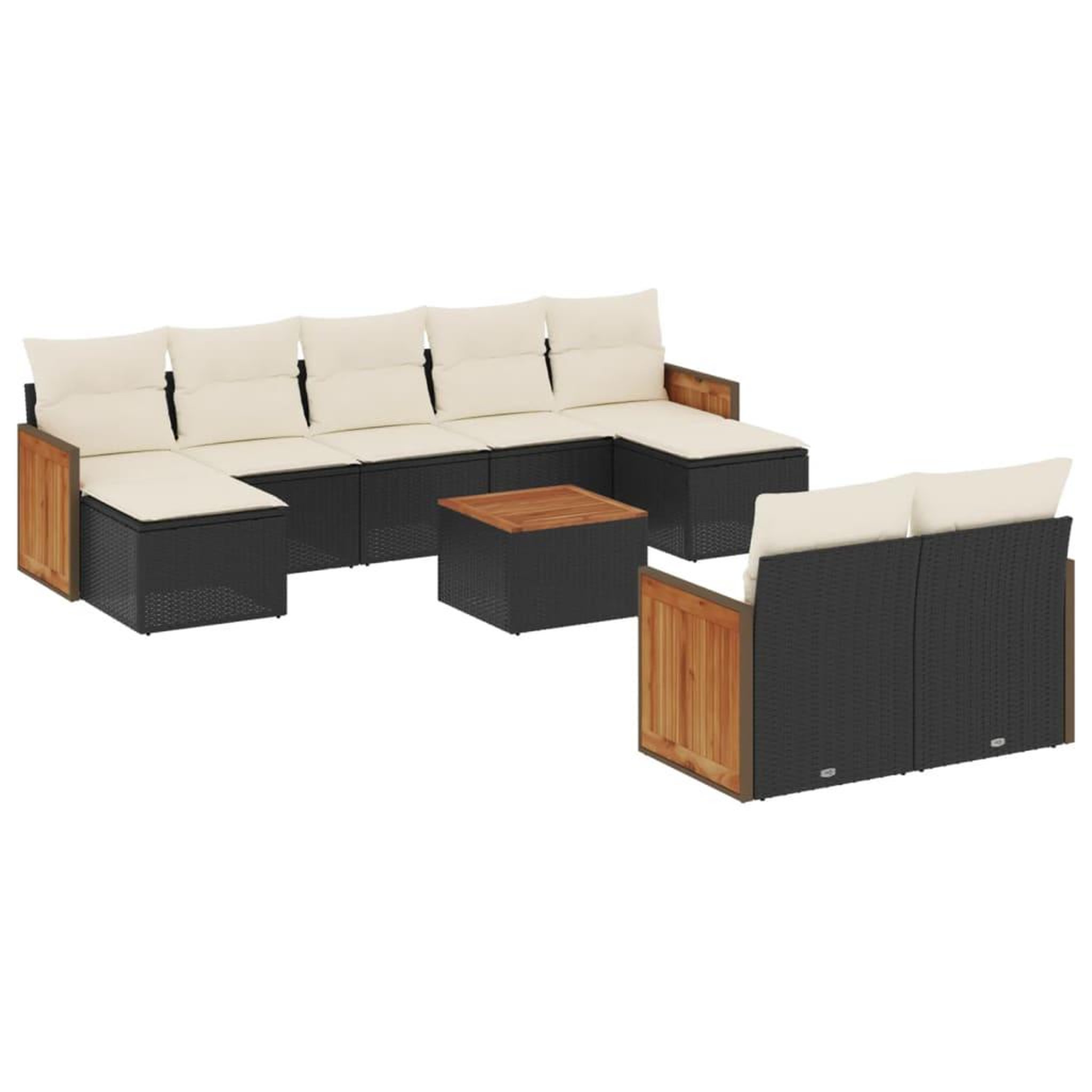 Voir la diapositive 2 : VIDAXL Salon de jardin 10 pcs avec coussins noir resine tressee