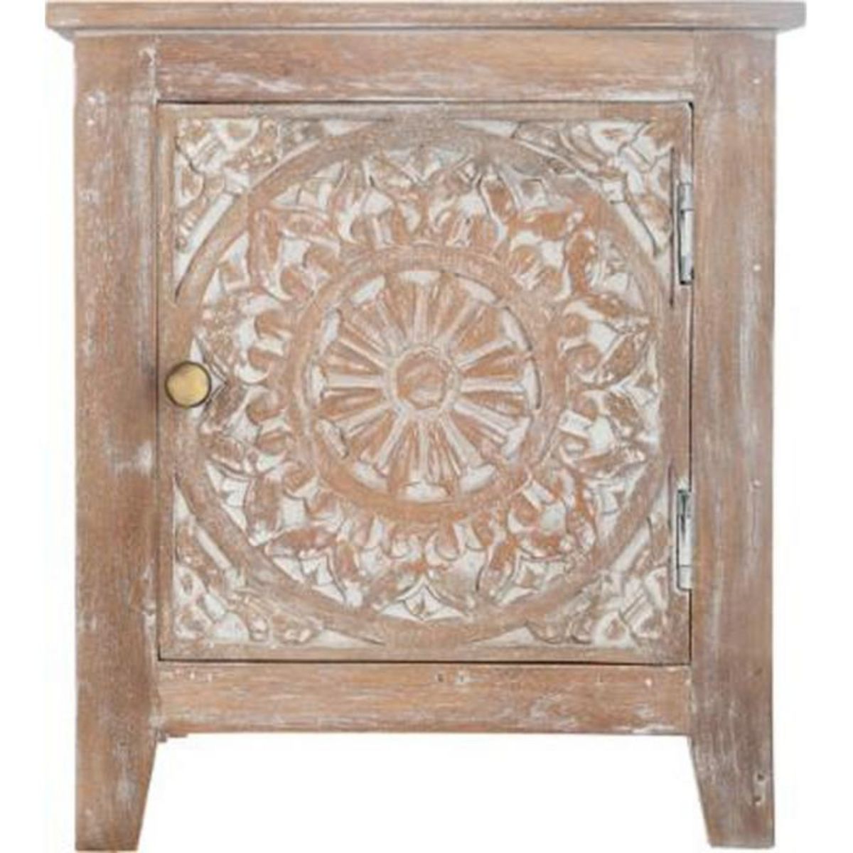 ATMOSPHERA Table de Chevet 1 Porte en Bois  Shirel  45cm Marron