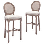 VIDAXL Tabourets de bar lot de 2 blanc lin