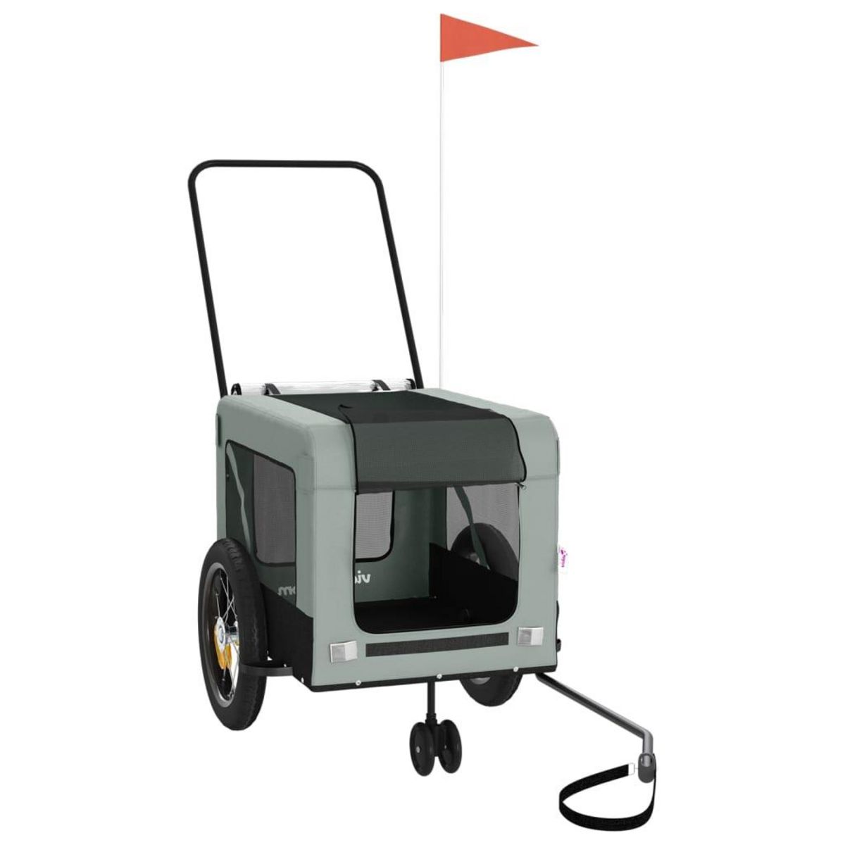 VIDAXL Remorque de velo pour animaux de compagnie gris et noir