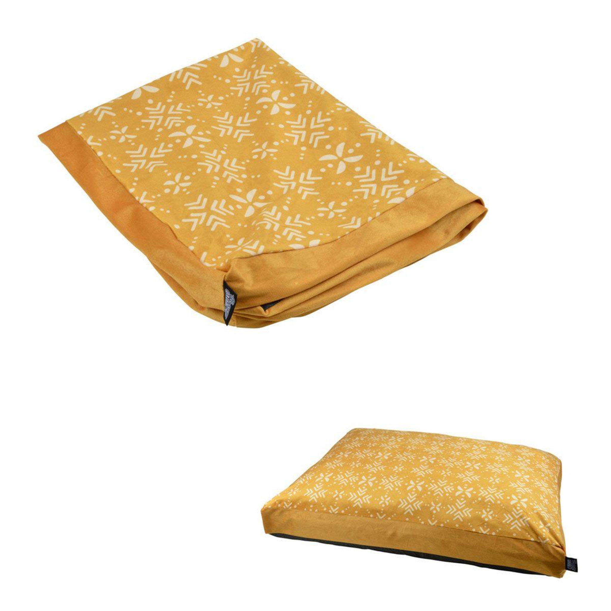 Voir la diapositive 1 : LOVE STORY Housse de coussin pour chien & chat  ethnic  80cm moutarde