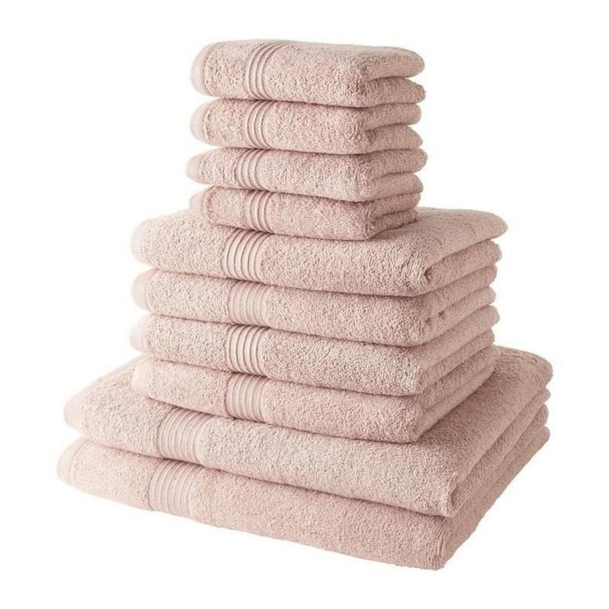 Today Lot de 4 Serviettes de bain TODAY 30x50 + 4 Serviettes de bain50x90 + 2 Draps de bain 70x130 cm 100% Coton - Rose des sables