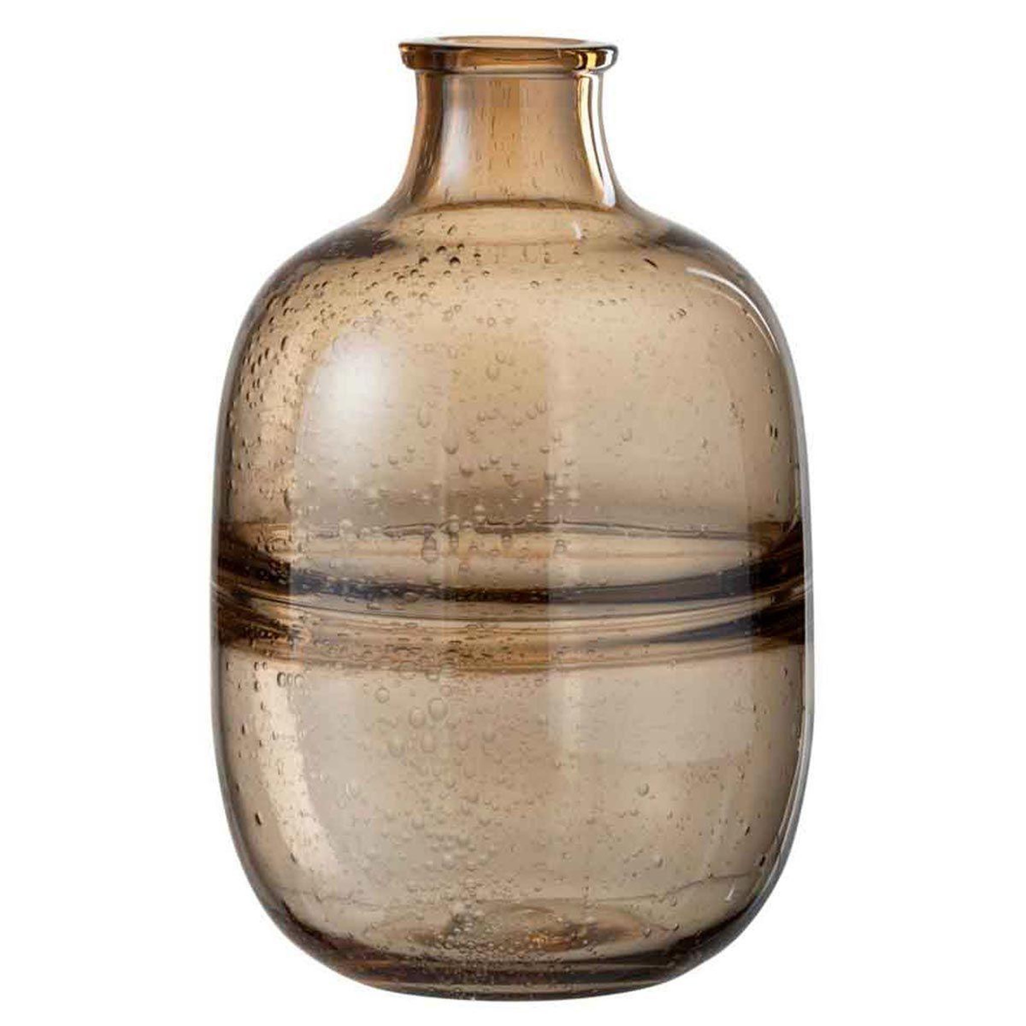 J-LINE Vase Rond Design  Nervures  29cm Ambre