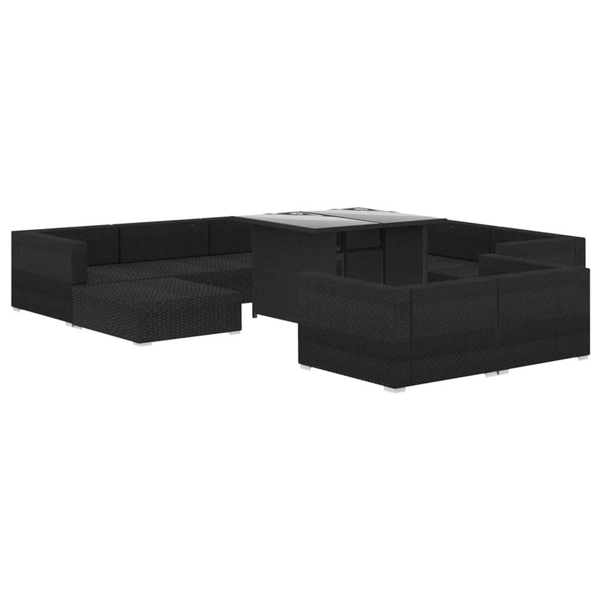 Voir la diapositive 3 : VIDAXL Salon de jardin 10 pcs avec coussins resine tressee noir