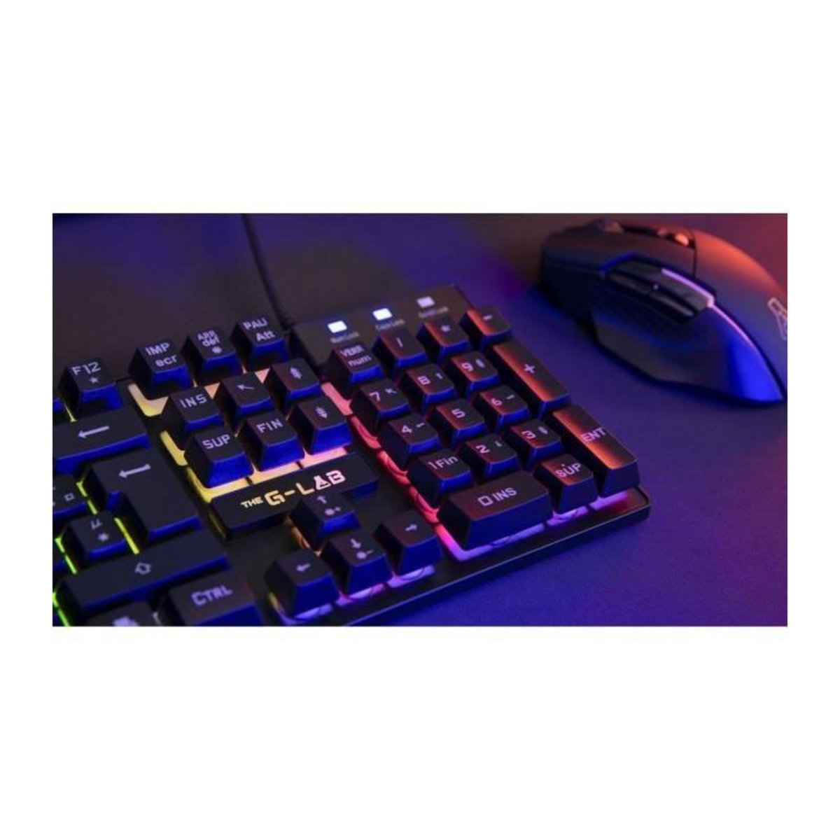 THE G-LAB Clavier Gaming - Membrane RGB - THE G-LAB - KEYZ-CAESIUM/FR - FR Layout - 12 raccourcis - 19 touches anti ghosting