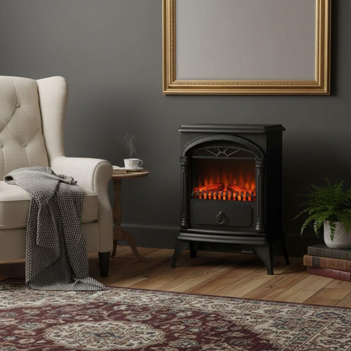 NIKLAS Cheminée électrique 1800W Effet flamme Chauffage infrarouge Santorin NIKLAS