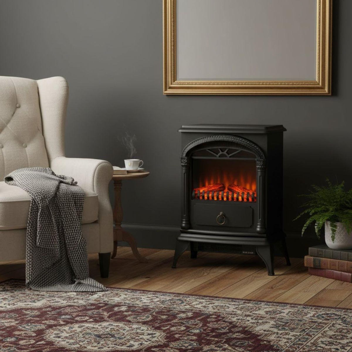 NIKLAS Cheminée électrique 1800W Effet flamme Chauffage infrarouge Santorin NIKLAS