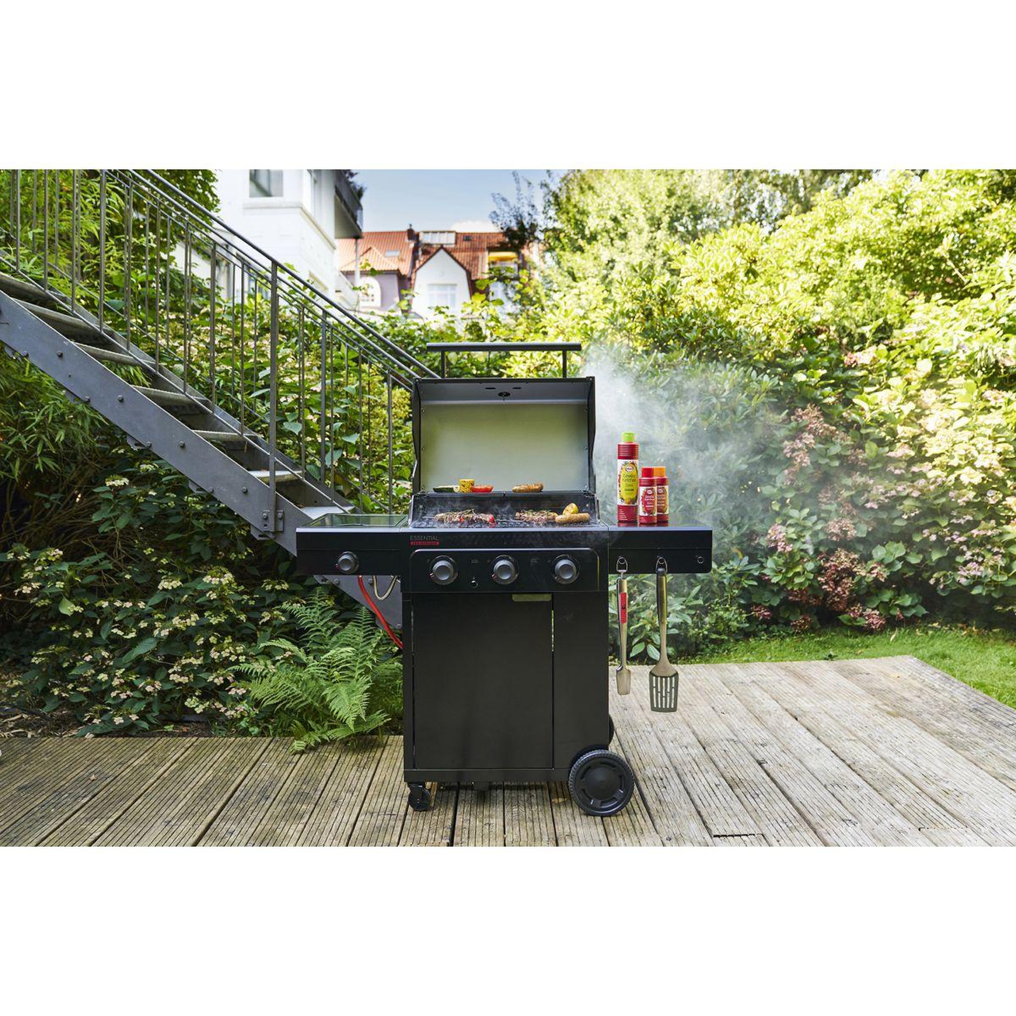 Voir la diapositive 4 : CHAR BROIL Barbecue gaz essential 3g, sur chariot, 4 brûleurs dont 1 latéral, surface de cuisson 64 x 45 cm