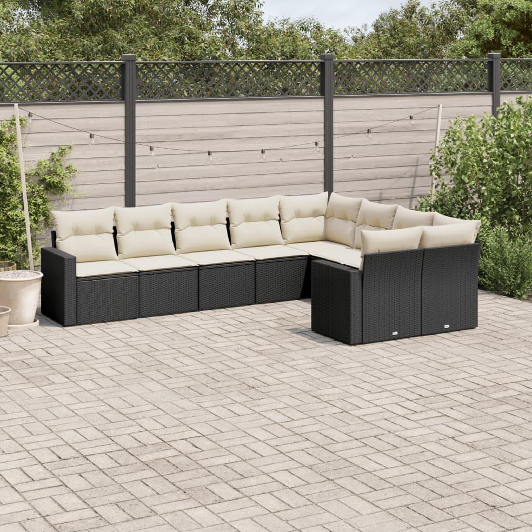 VIDAXL Salon de jardin 9 pcs avec coussins noir resine tressee