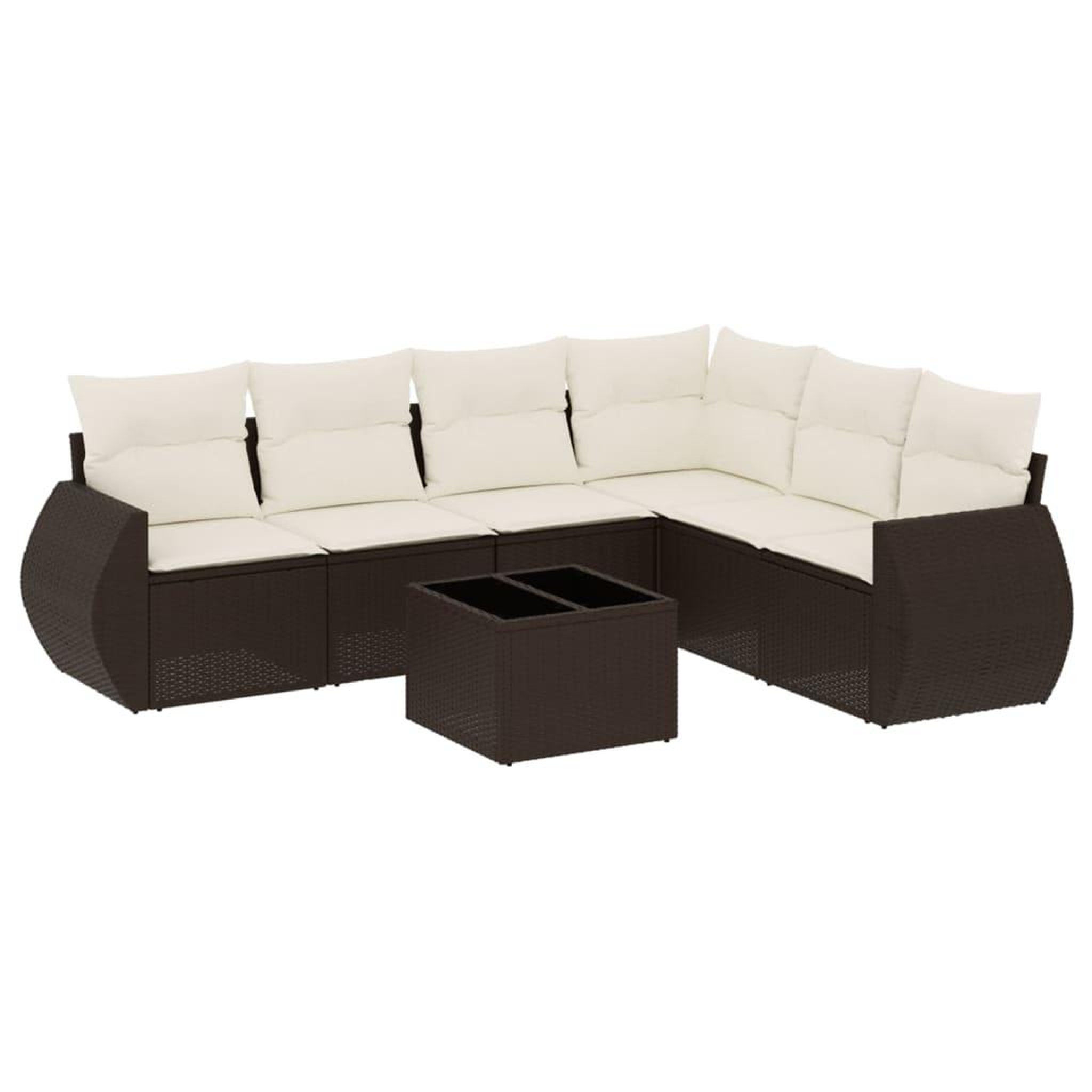 Voir la diapositive 2 : VIDAXL Salon de jardin avec coussins 7 pcs marron resine tressee