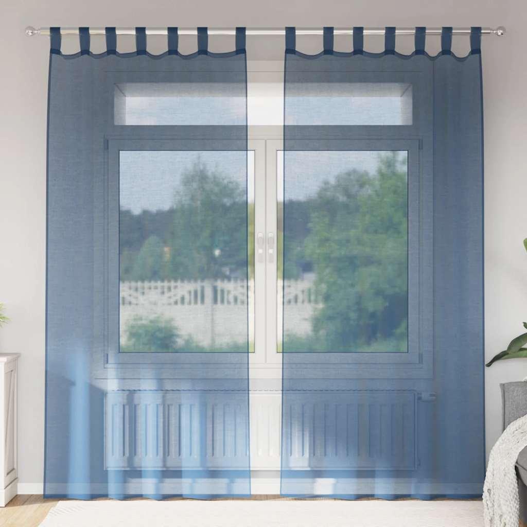 VIDAXL Rideaux en voile avec passe-tringles 2 pcs bleu royal