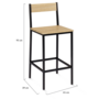 Voir la diapositive 5 : ID MARKET Lot de 4 tabourets de bar DETROIT avec dossier chaise de cuisine design industriel