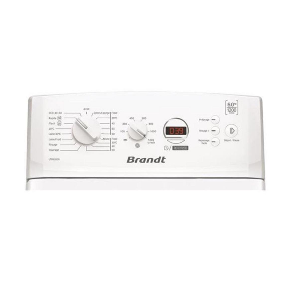 BRANDT Lave-linge top 6kg 1200 tours/min - ltb62000
