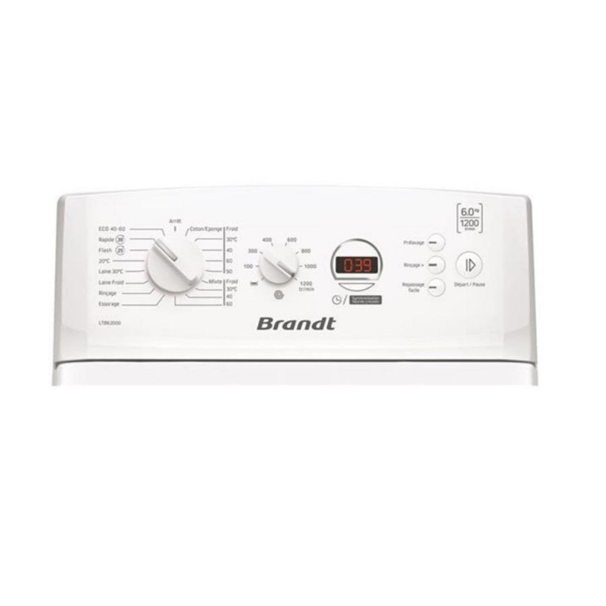 BRANDT Lave-linge top 6kg 1200 tours/min - ltb62000