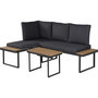 Voir la diapositive 1 : Habitat et Jardin Salon de jardin canapé d'angle décor imitation bois  Liora  - 4 places - Gris