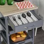 HOMCOM Chariot de service desserte de cuisine à roulettes 2 plateaux amovibles, tiroir, étagère MDF chêne clair bois pin