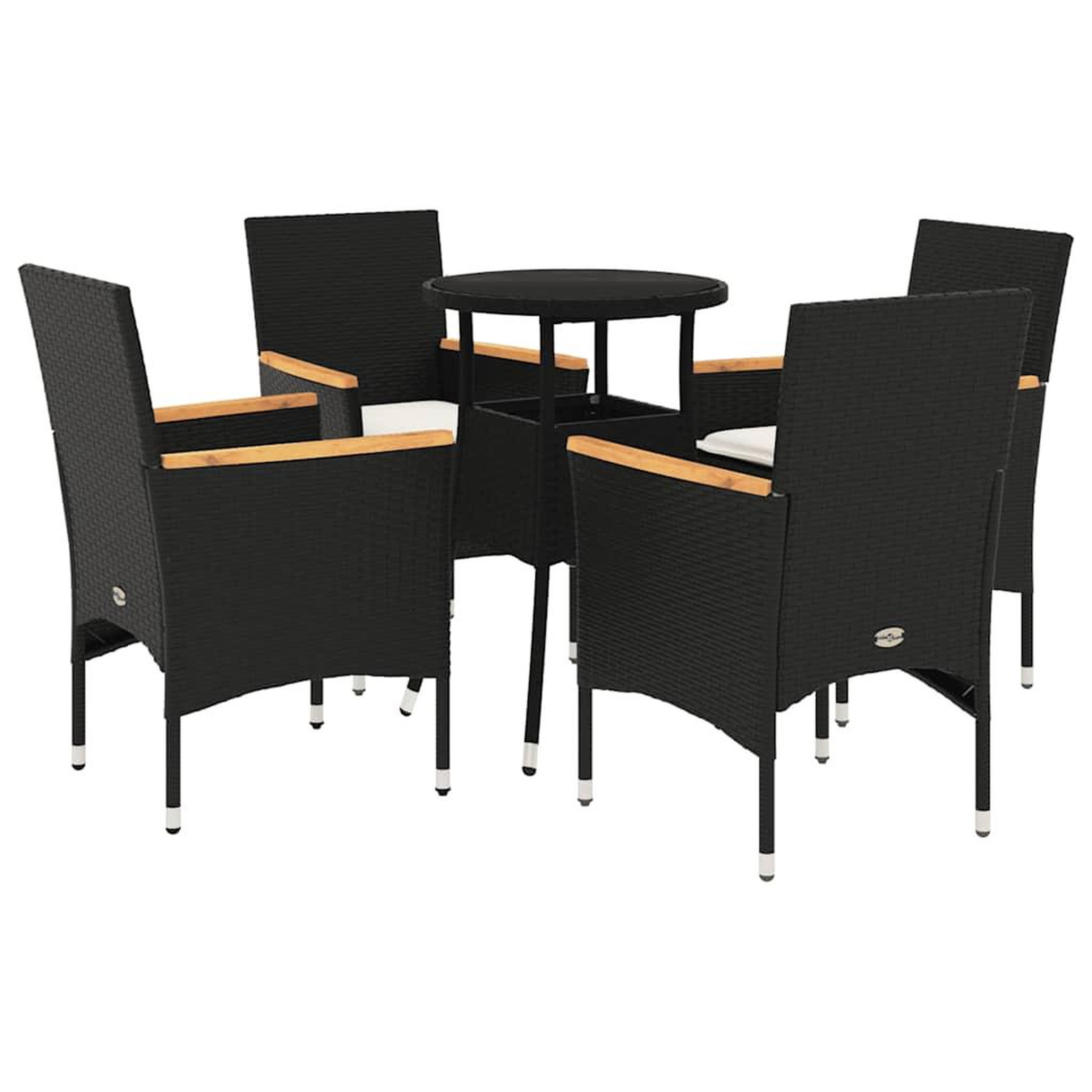 Voir la diapositive 2 : VIDAXL Ensemble a manger de jardin et coussins 5 pcs noir rotin verre