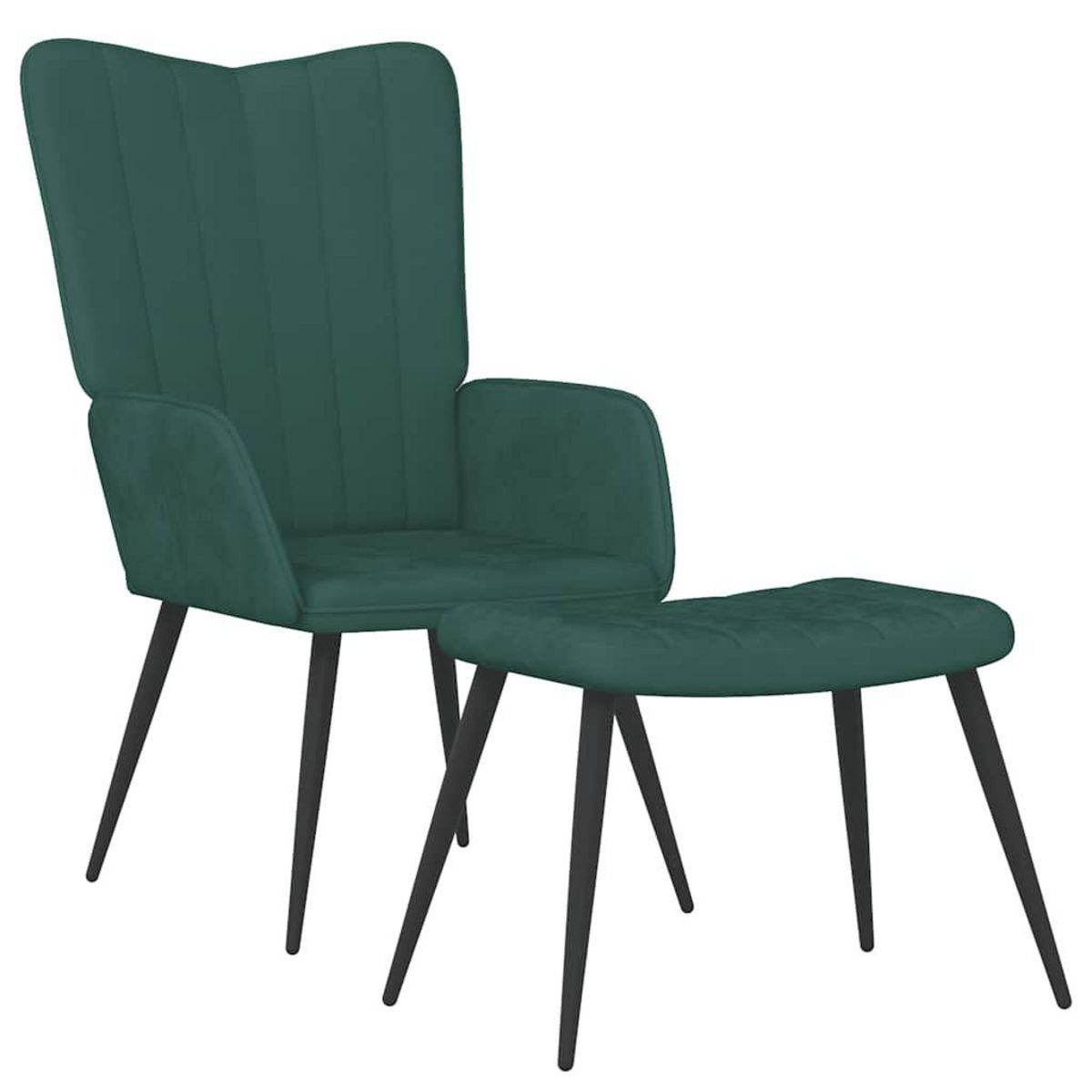 VIDAXL Chaise de relaxation avec tabouret Vert fonce Velours