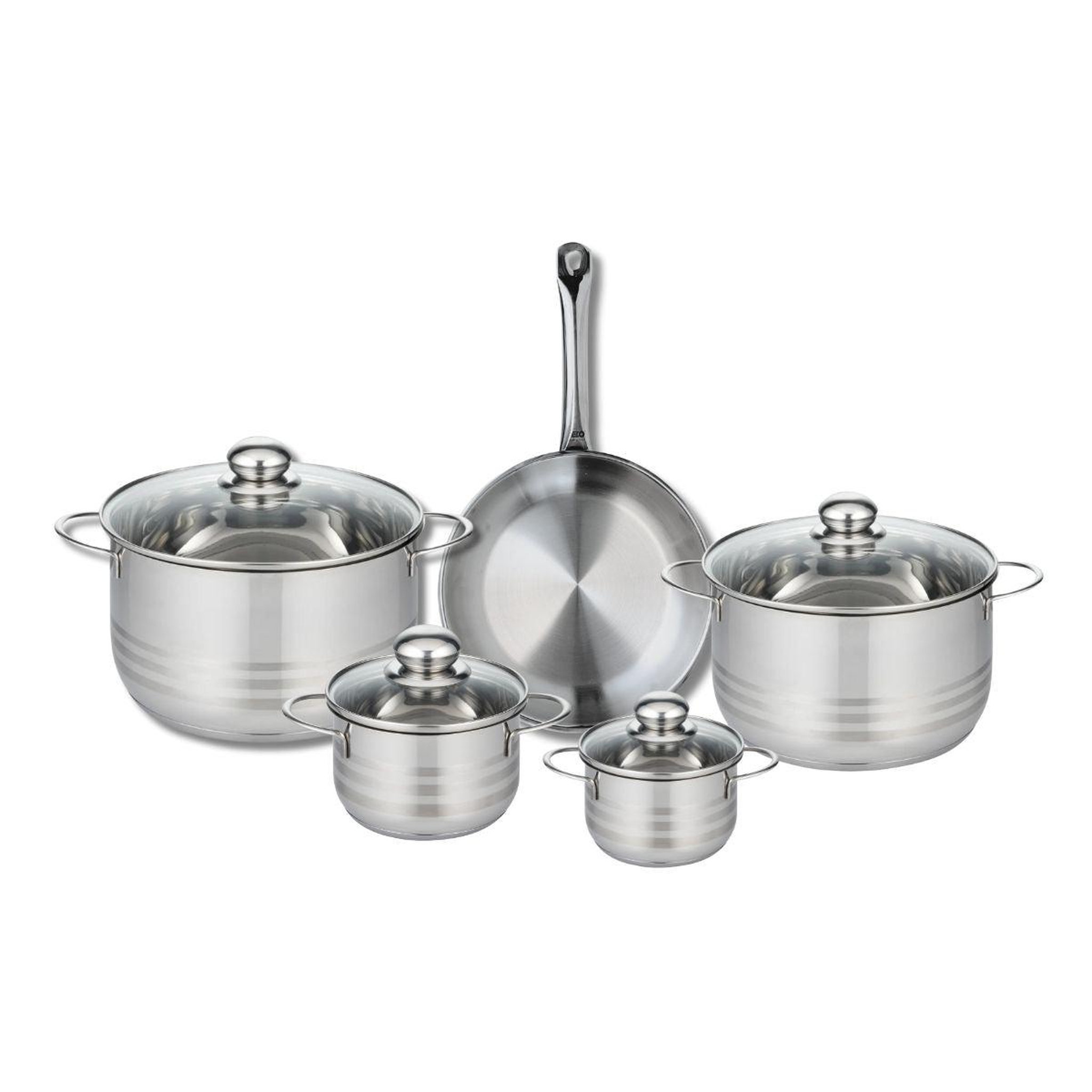 ELO Ensemble de 1 poêle de cuisson 24 cm et 4 faitouts 12, 14, 20 et 24 cm elo profi brillant