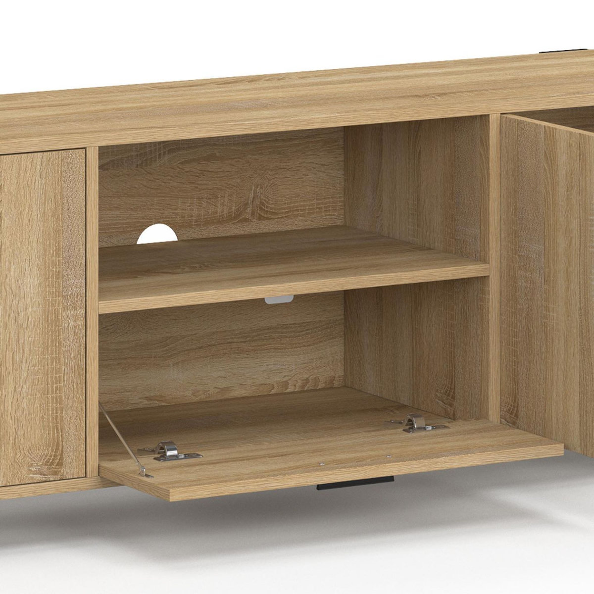 ID MARKET Ensemble meuble TV avec étagères et placard 200 cm PHOENIX bois et noir