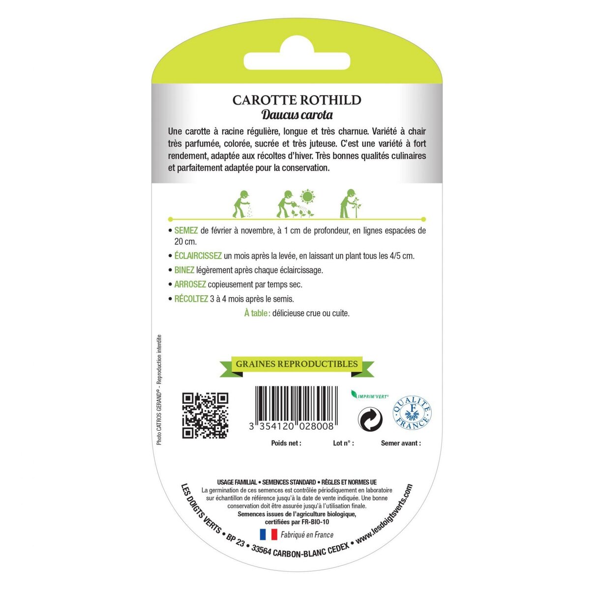 LES DOIGTS VERTS Carotte Rothild bio Les Doigts Verts