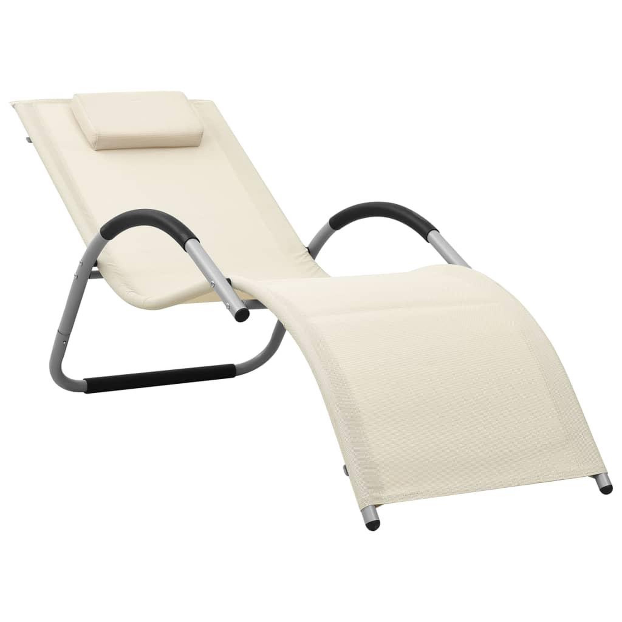 VIDAXL Chaise longue textilene creme et gris