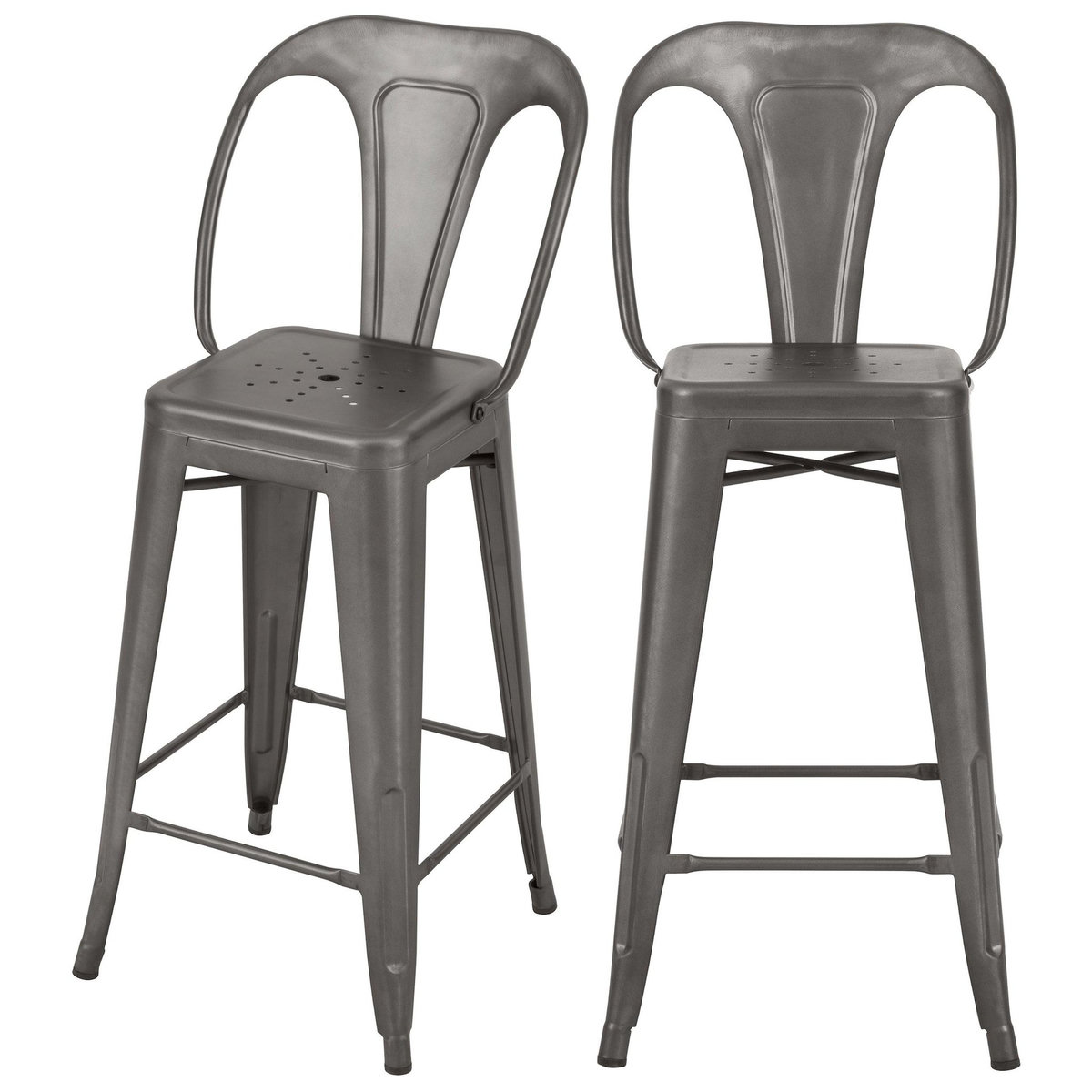 Rendez vous déco Lot de 2 chaises pour îlot central 67 cm en métal gris acier-Indus
