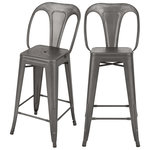 Rendez vous déco Lot de 2 chaises pour îlot central 67 cm en métal gris acier-Indus
