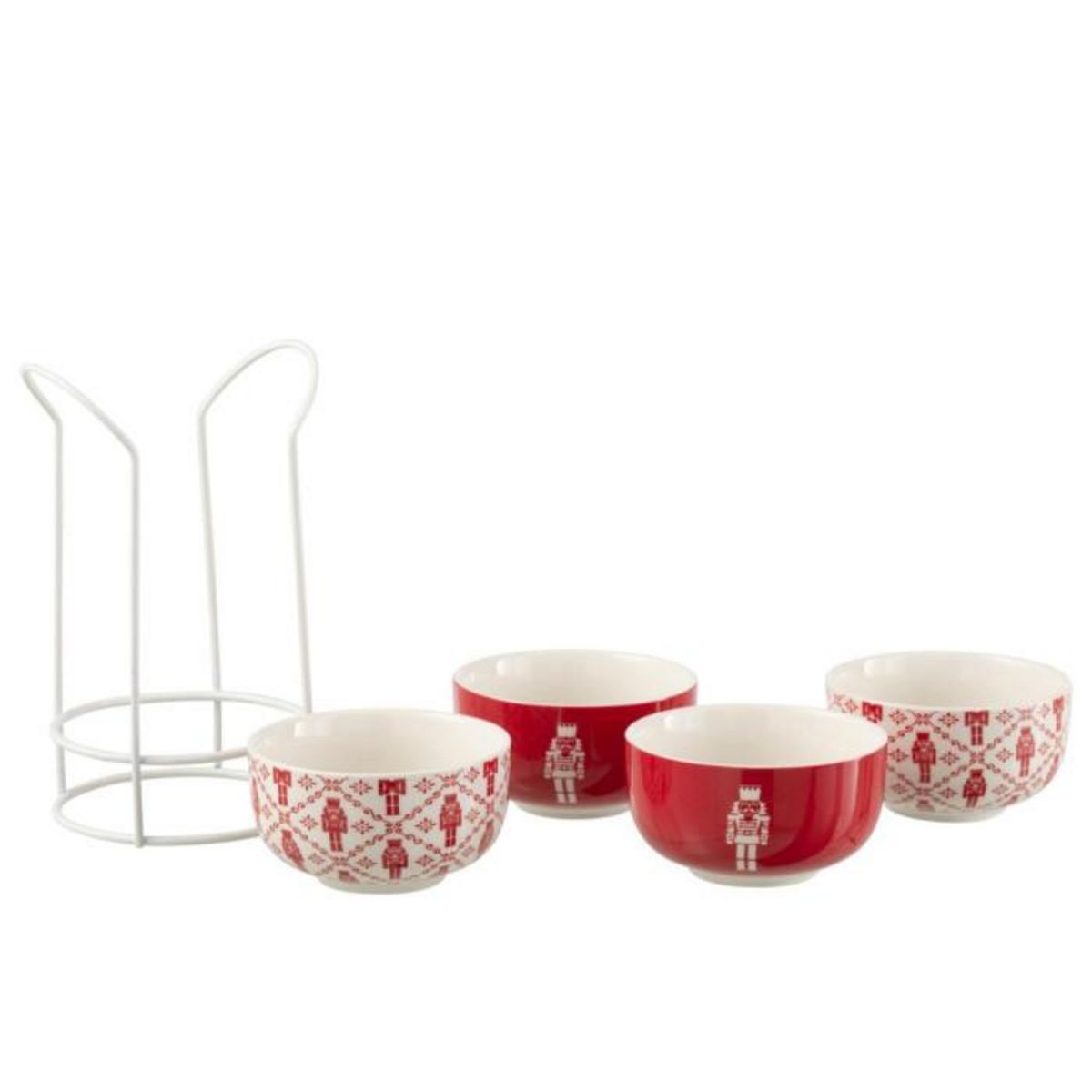 Paris Prix Lot de 4 Bols Avec Socle  Casse-Noisette  11cm Rouge