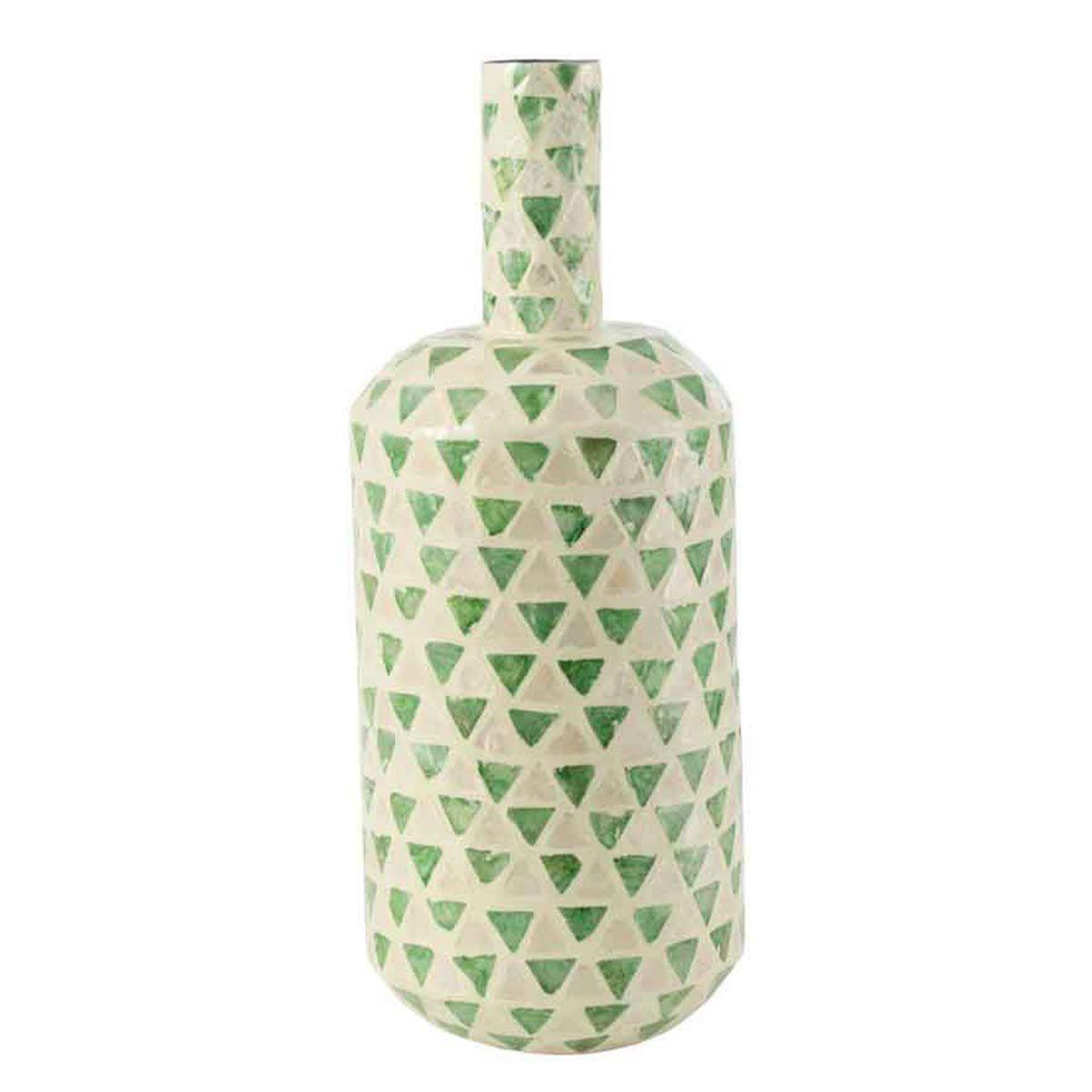 J-LINE Vase goutte motif mosaïque  nuye  54cm vert