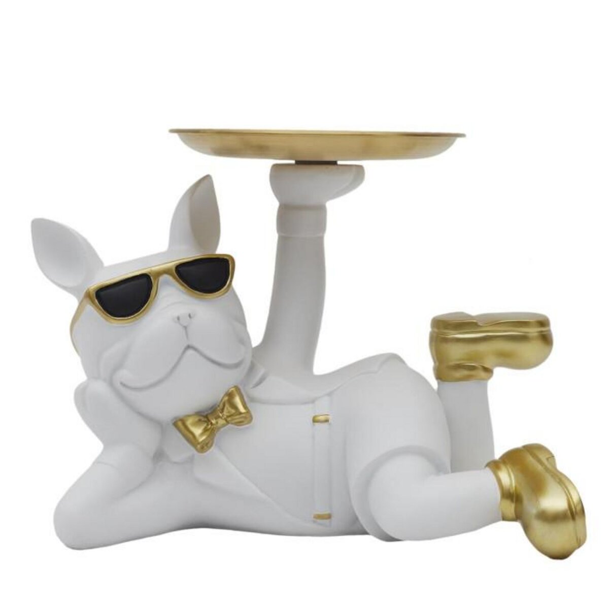 Paris Prix Vide-Poche Statue  Bulldog  27cm Blanc