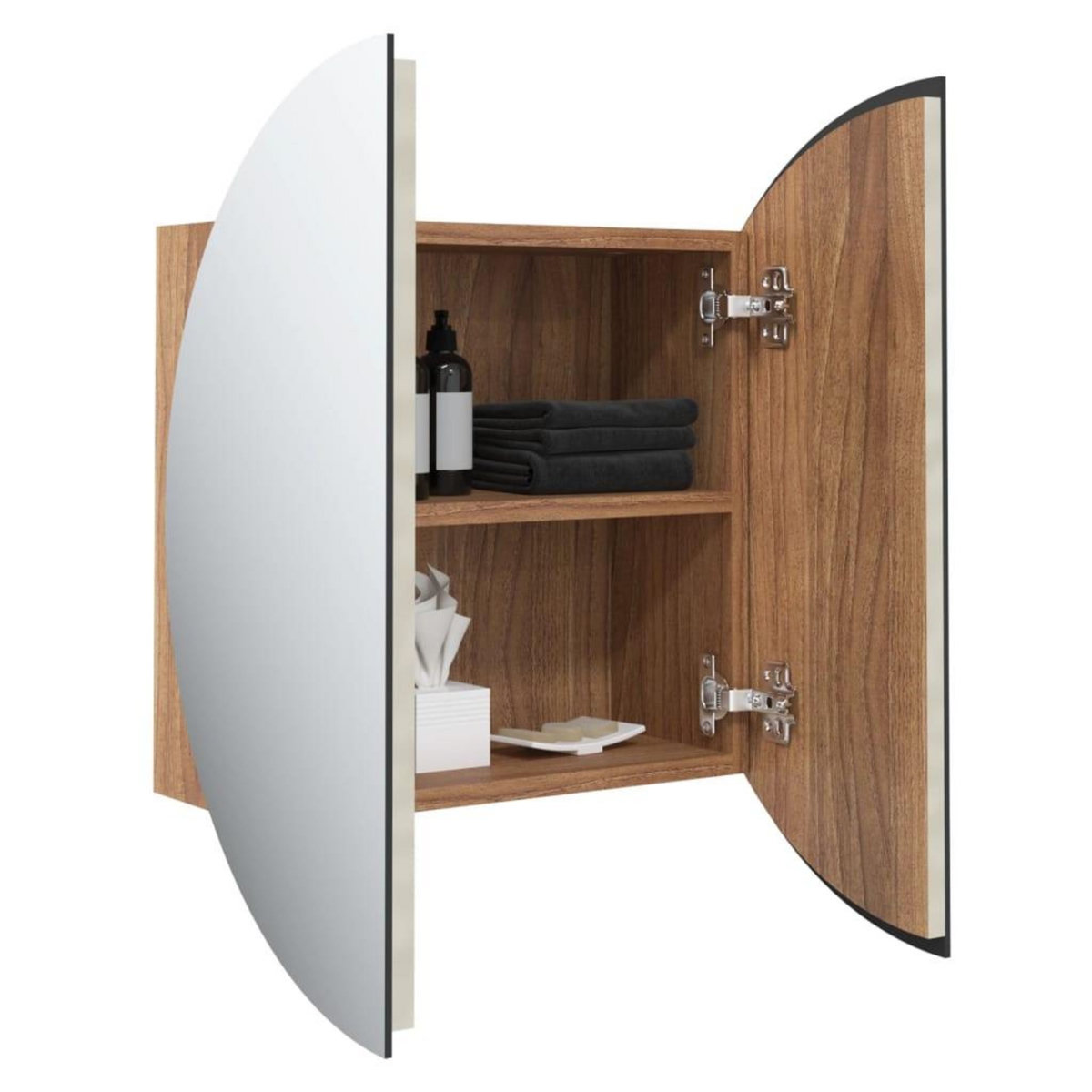 VIDAXL Armoire de salle de bain miroir rond et LED Chene 40x40x17,5 cm