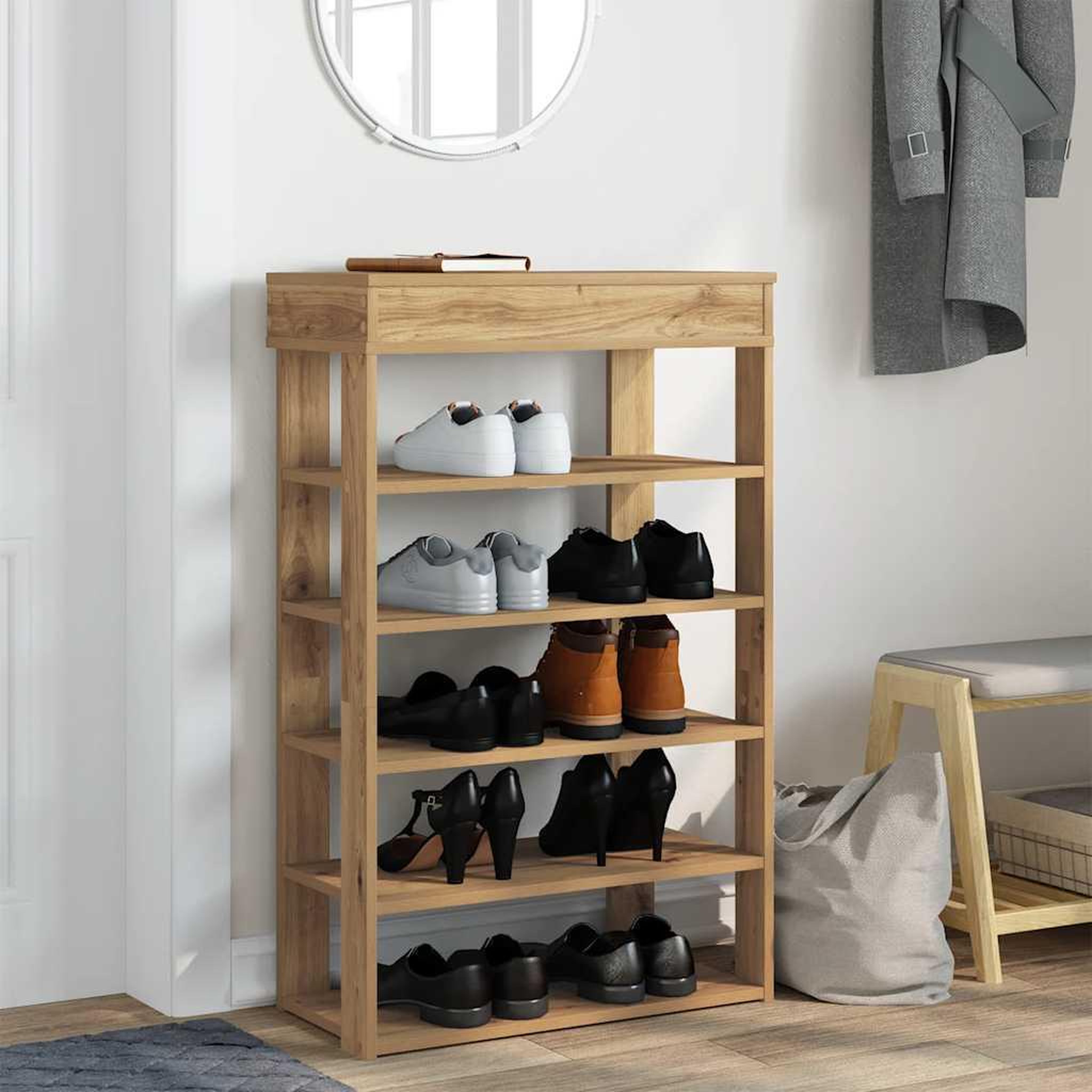 Voir la diapositive 3 : VIDAXL Etagere a chaussures chene artisanal bois d'ingenierie