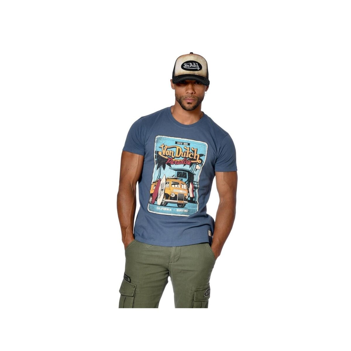 VONDUTCH T-shirt homme col rond coupe droite imprimé devant California