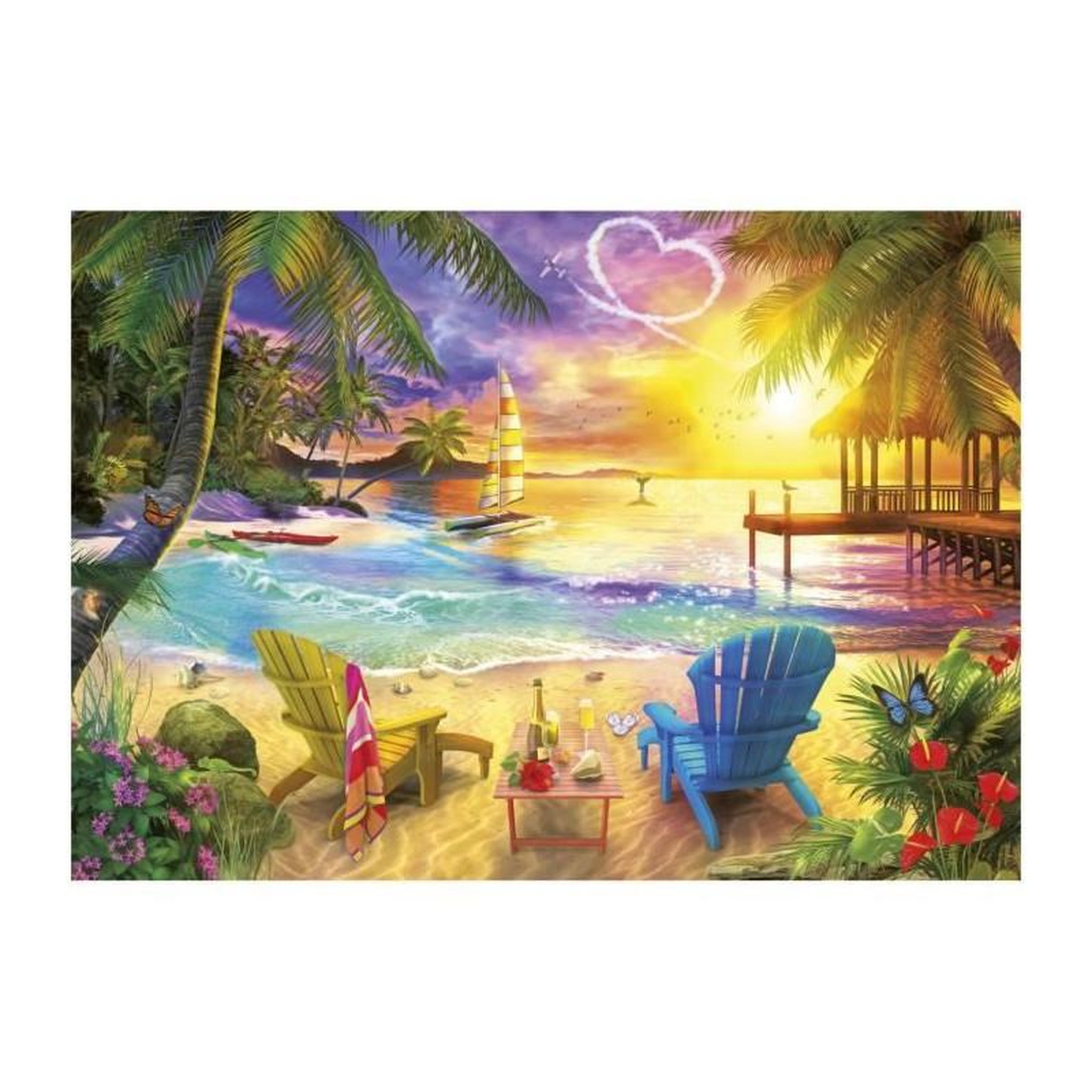 Voir la diapositive 2 : EDUCA Puzzle 1000 pièces – Plage d’Amour – Paysage romantique en bord de mer – 68 x 48 cm – Adulte – Educa