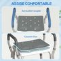 Voir la diapositive 5 : HOMCOM Chaise de douche tabouret de douche antidérapant - hauteur réglable, accoudoirs - alu HDPE gris