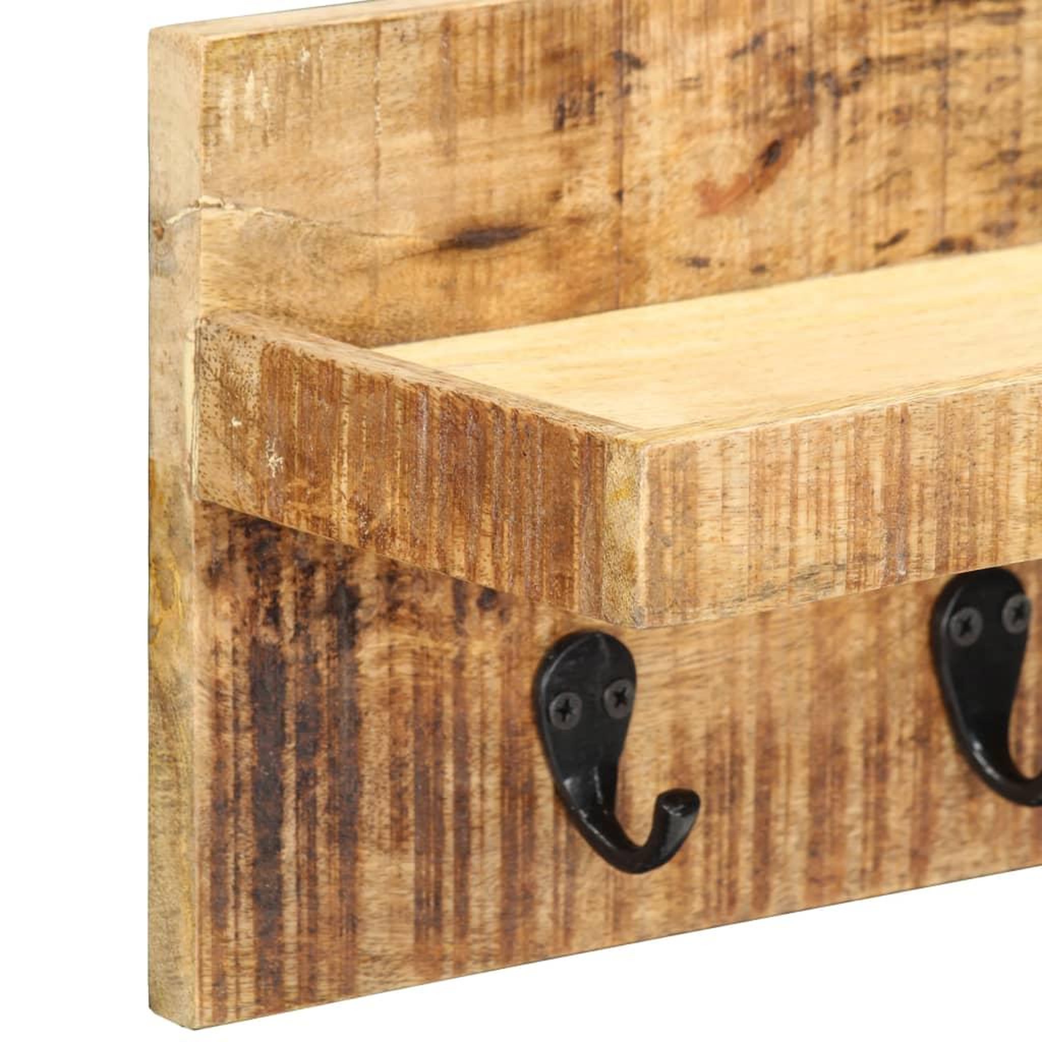 Voir la diapositive 4 : VIDAXL Porte-manteau mural 60x15x20 cm Bois de manguier brut solide