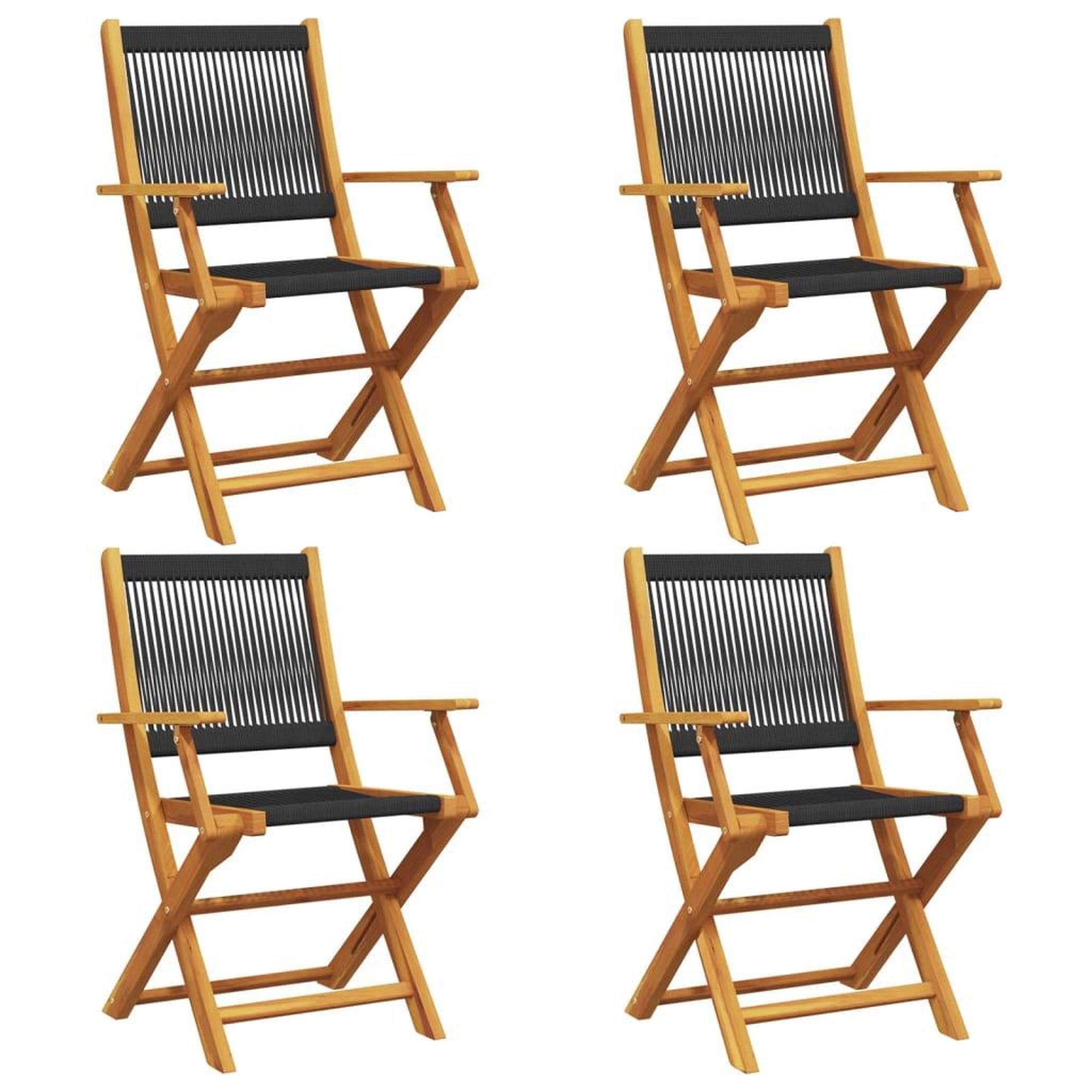 Voir la diapositive 2 : VIDAXL Chaises de jardin pliantes lot de 4 noir bois d'acacia massif