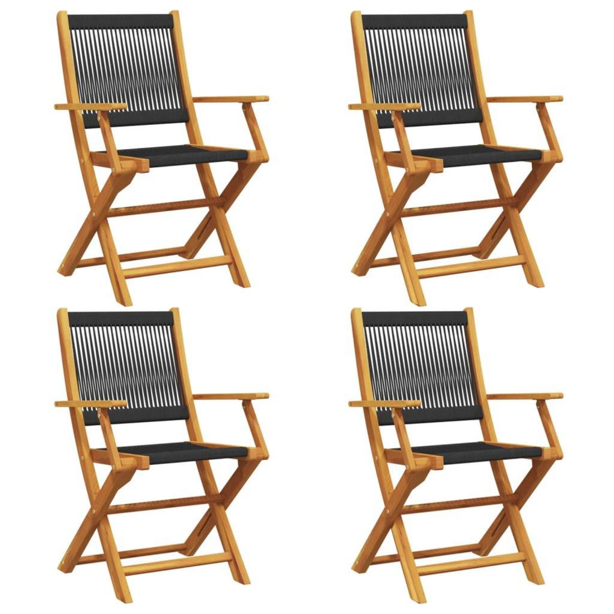 VIDAXL Chaises de jardin pliantes lot de 4 noir bois d'acacia massif