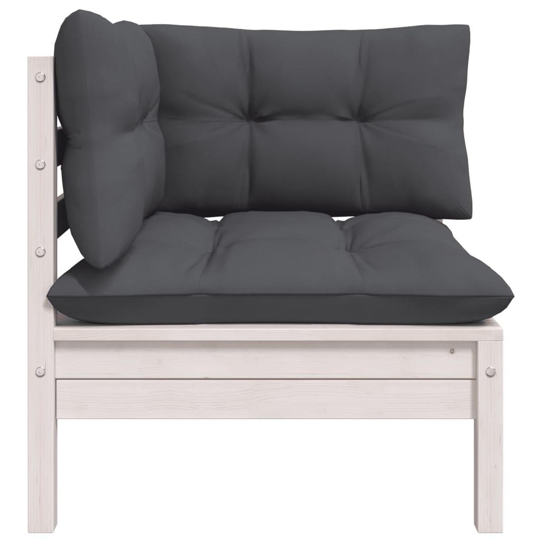 Voir la diapositive 4 : VIDAXL Salon de jardin 3 pcs avec coussins Blanc Bois de pin massif