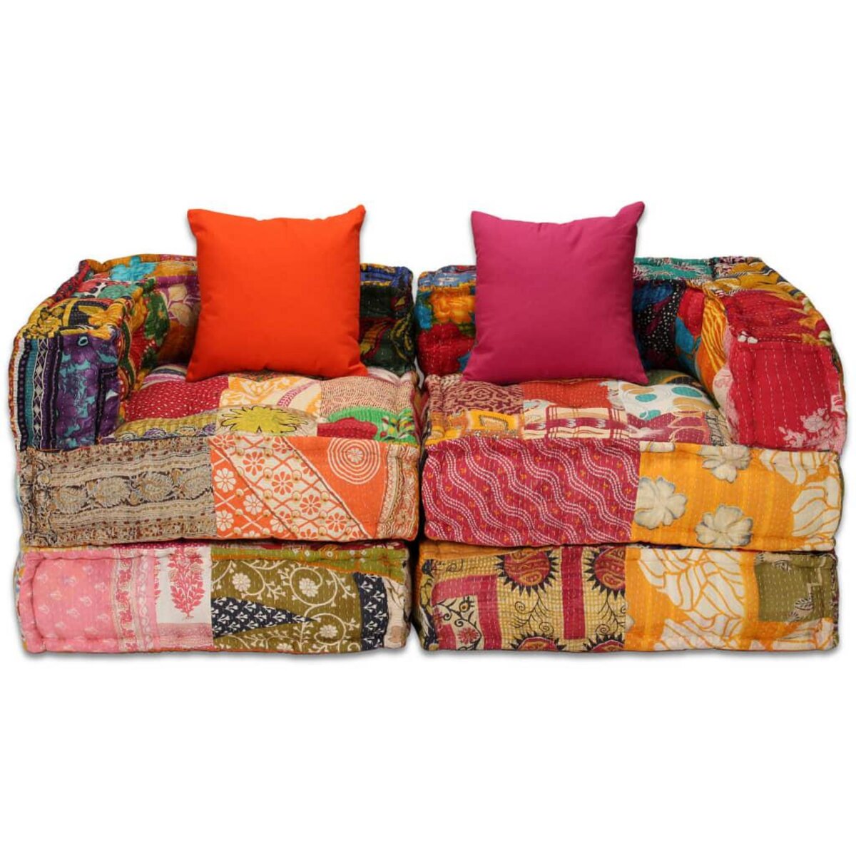 VIDAXL Pouf modulaire a 2 places Patchwork Tissu