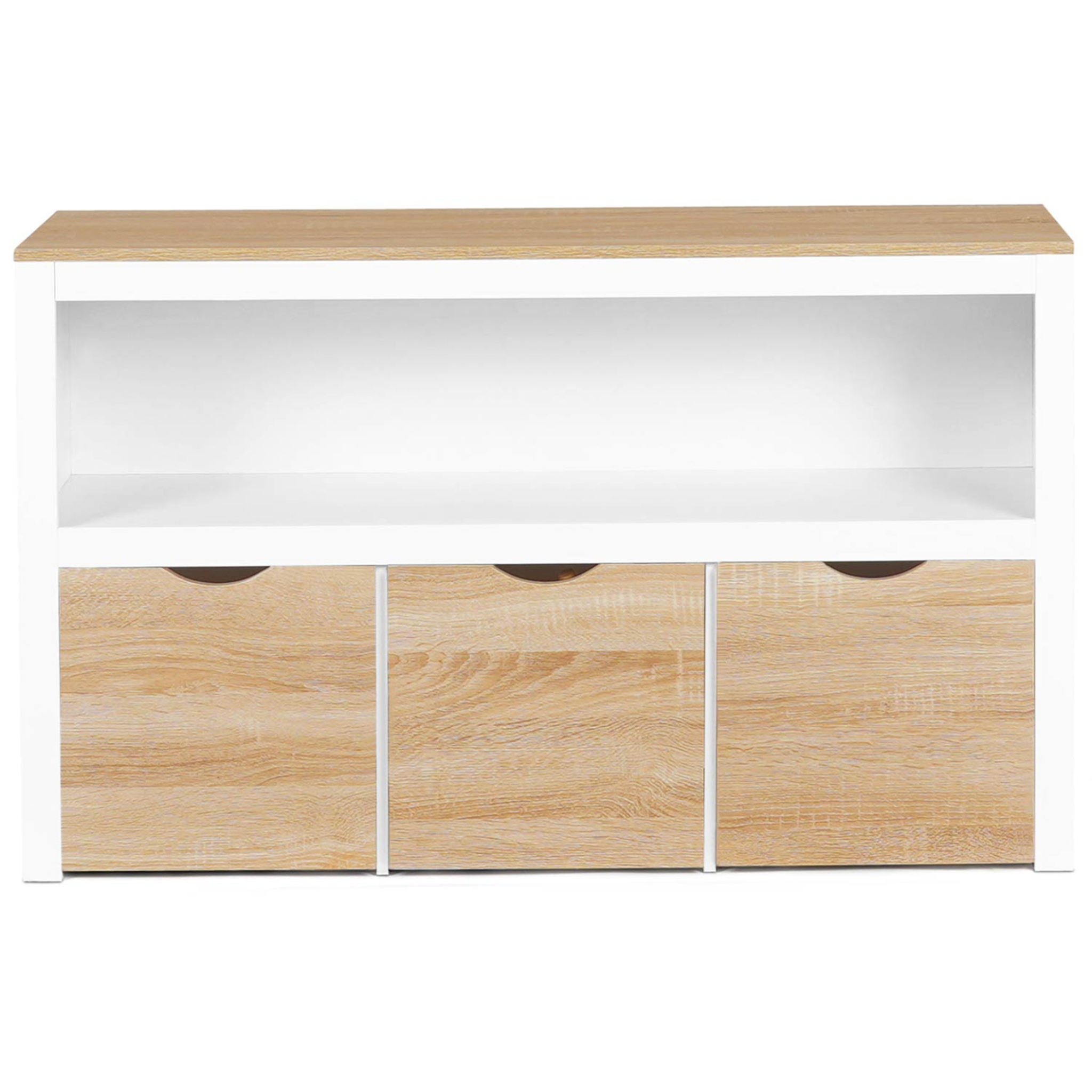 Voir la diapositive 4 : ID MARKET Meuble de rangement enfant mana en bois blanc et hêtre 3 tiroirs cubes sur roulettes