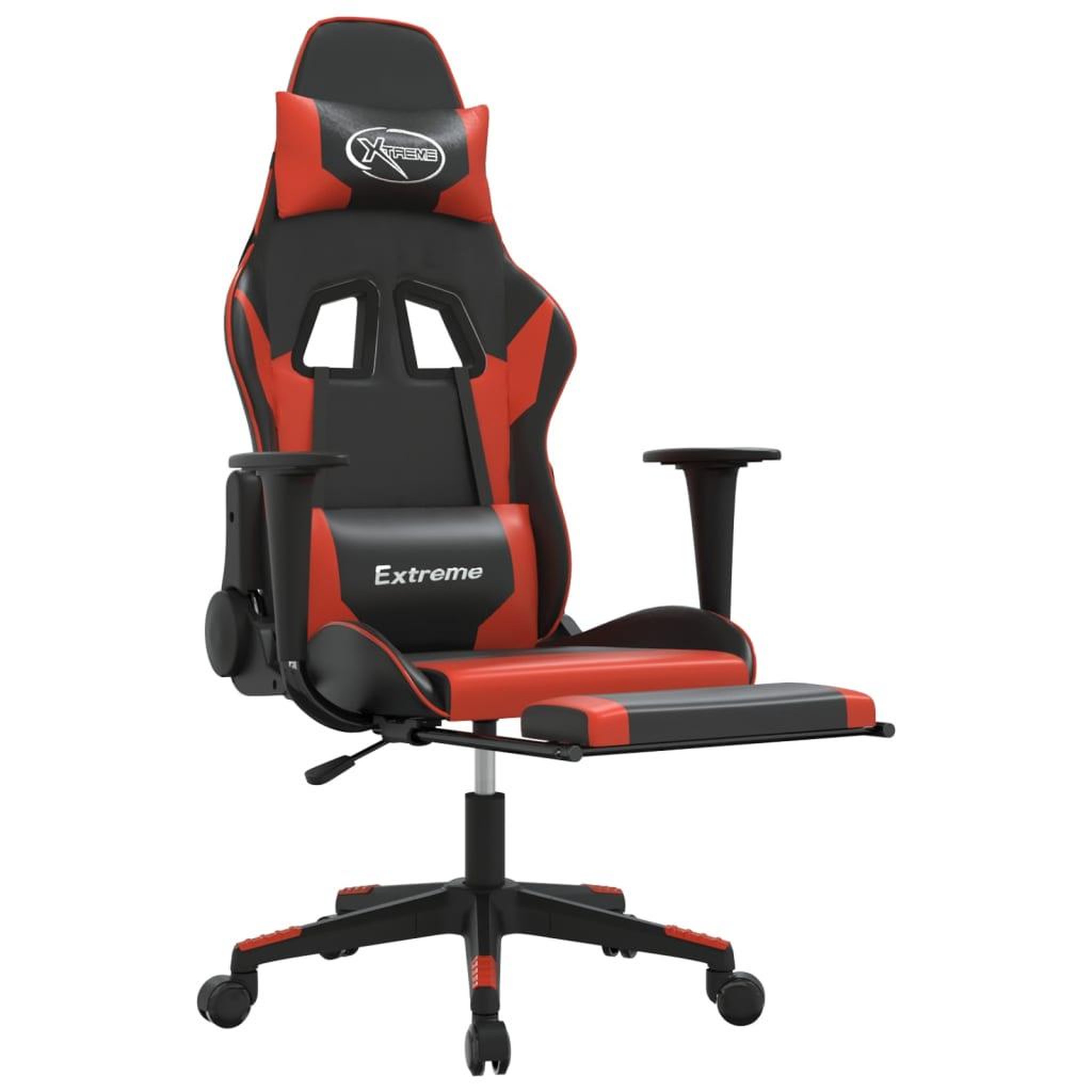 Voir la diapositive 3 : VIDAXL Chaise de jeu de massage et repose-pied Noir rouge Similicuir