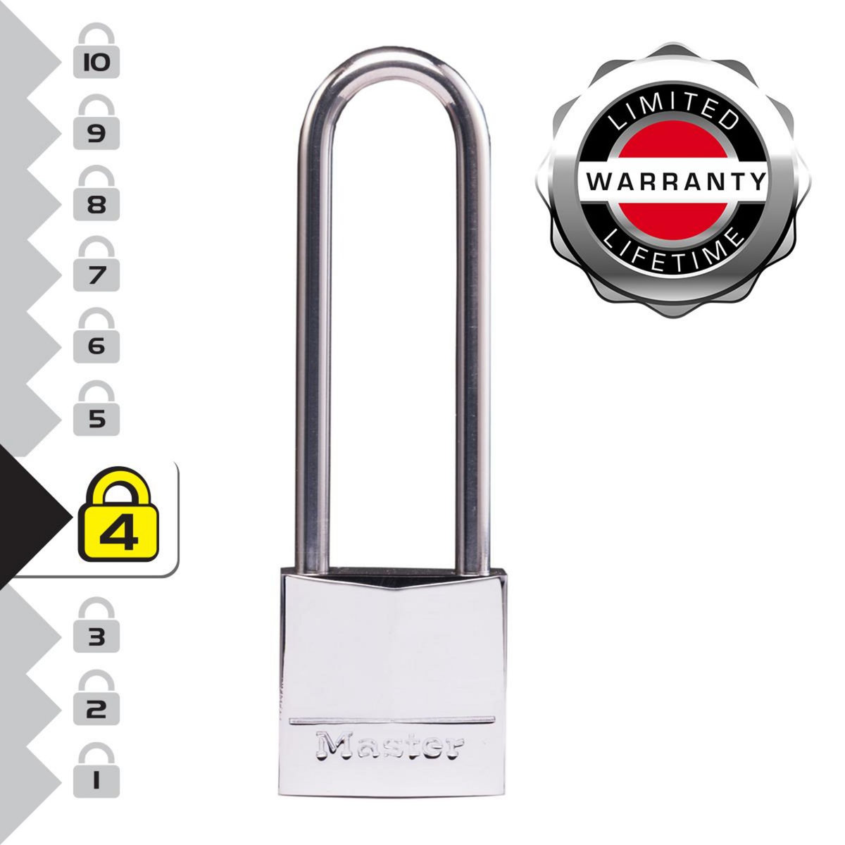 Master lock 639EURDLJ Cadenas Marin avec Clés et Anse Longue, Gris, 9,7 x 3 x 1,2 cm