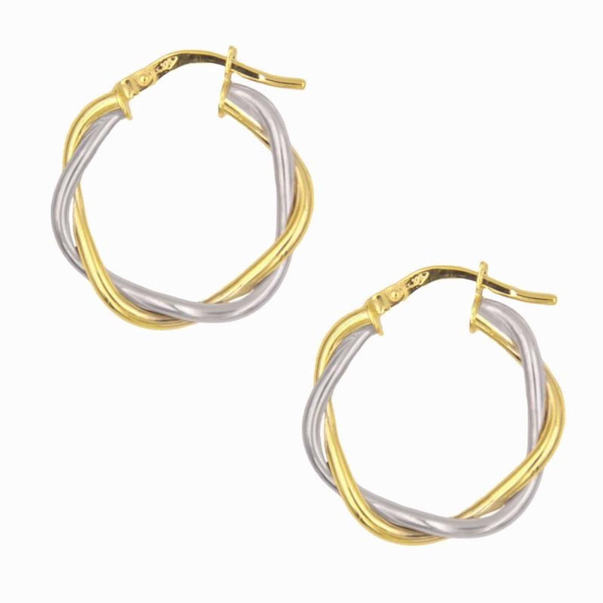 Voir la diapositive 1 : L'ATELIER D'AZUR Boucles d'Oreilles Créoles Or Bicolore Torsadé