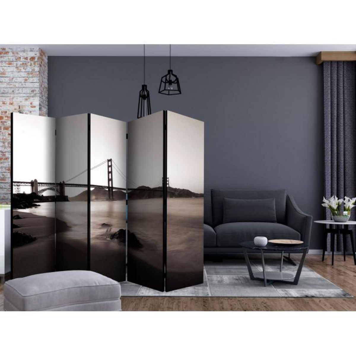 Paris Prix Paravent 5 Volets  San Francisco : Golden Gate Bridge  172x225cm