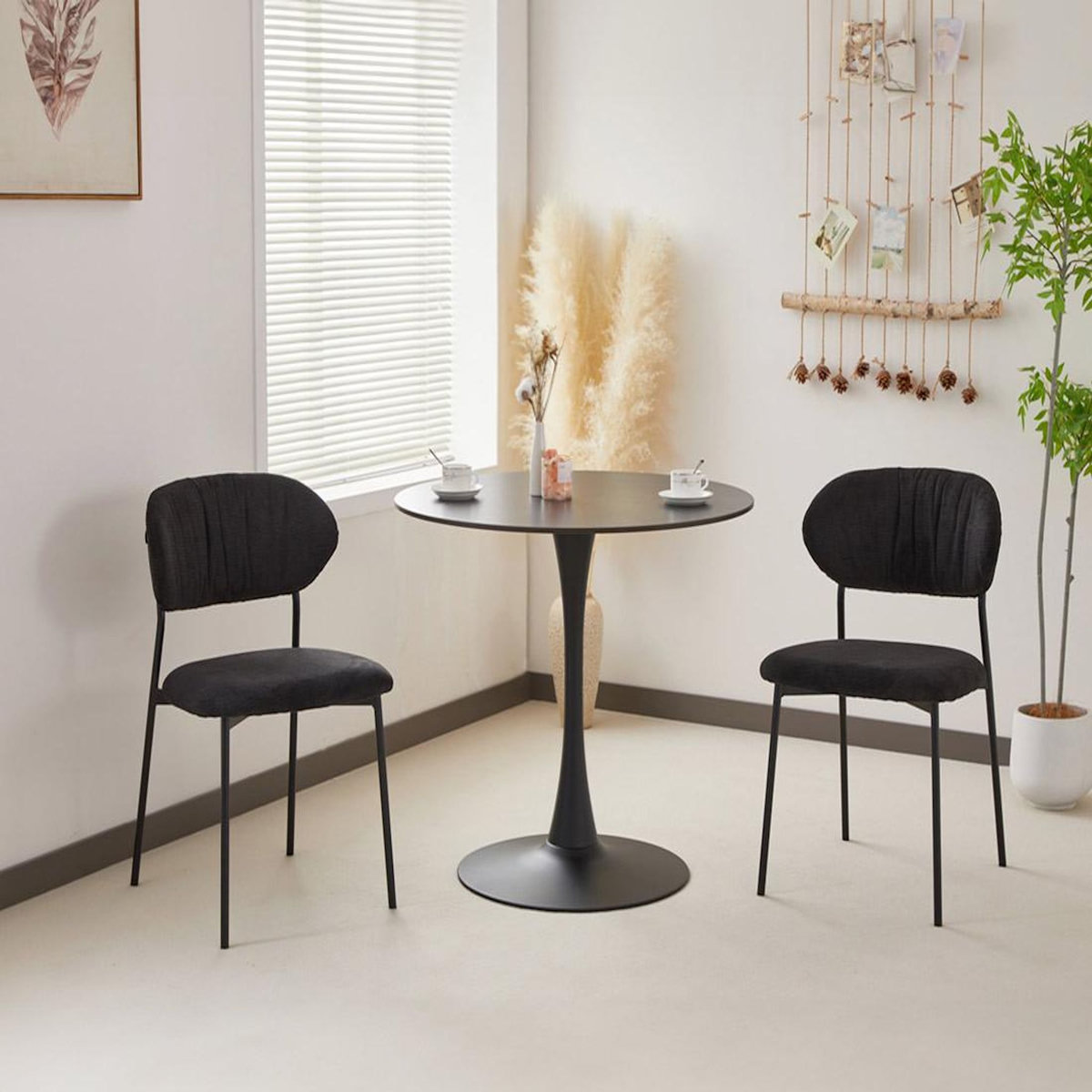 LISA DESIGN Rosita - lot de 4 chaises - en tissu - gris anthracite